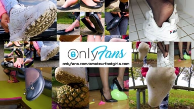 - | Kati spielt draußen mit ihren verschwitzten Filas, für Fußfetisch only | - 