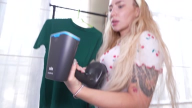 Three girlfriends doing housework or sucking dick?